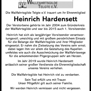 WN - Nachruf Heinrich Hardensett